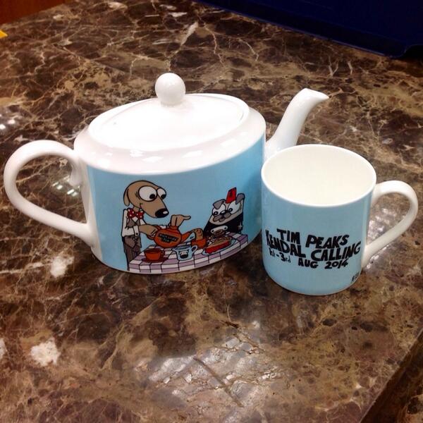 Retweet for chance to win! Tim Peaks <a href="/KendalCalling/">Kendal Calling 🦌</a> teapot &amp; mug designed by @Petemckee and made by @Yorkshiretea