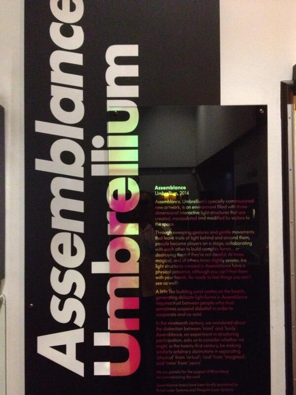 umbrellium's tweet image. #Assemblance private view tonight @BarbicanCentre #DigitalRevolution. Looking good!