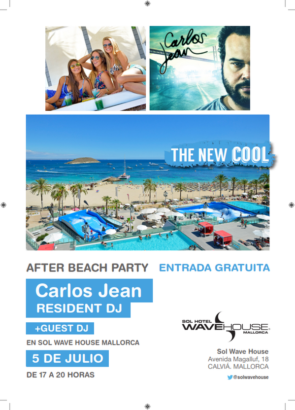 SolHouseCalvia's tweet photo. No puedes tener un plan mejor para el sábado: playa y #JeanWaveSession, ¡@carlosjean vuelve a visitarnos! #Mallorca http://t.co/l2Wi8yTOdA