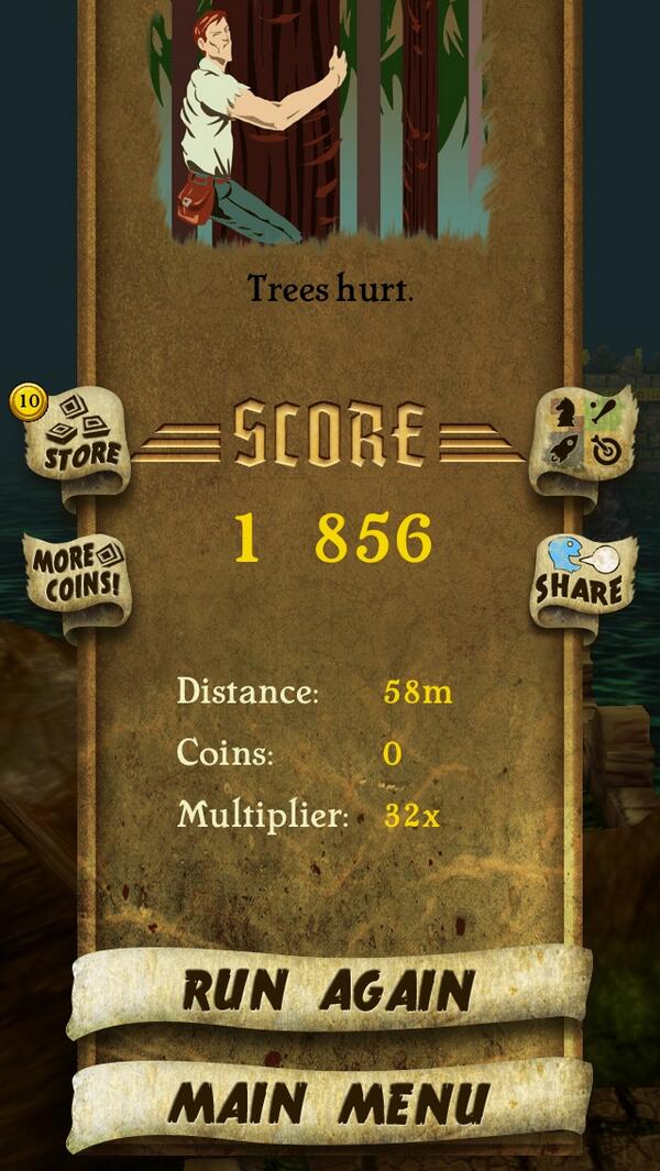 cyngauthier's tweet photo. I got 1 856 points while escaping from demon monkeys. Beat that! http://t.co/gFRtALMxJe #TempleRungbcktjhhcdj http://t.co/BzRXL7Mxcf