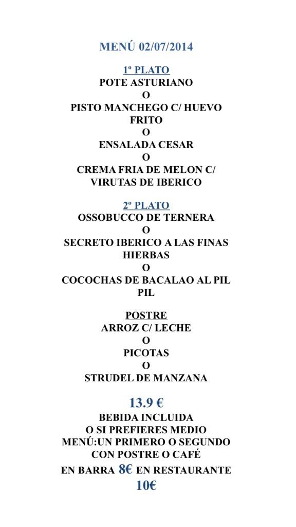 Estamos listos! #menú #comerenmadrid #restaurante #gastronomia