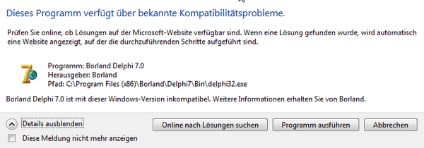 punker76's tweet image. =8-O wenn die ide schon nicht kompatible ist... #delphi7 #windows #win #wtf