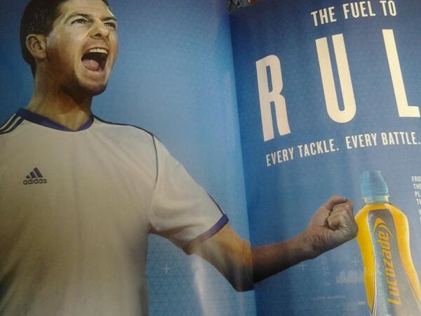 _StevenGerrard_'s tweet photo. @LucozadeSport This stuff give you the fuel to play your best and the desire to win football matches #loveit http://t.co/5WYcoJzy3O