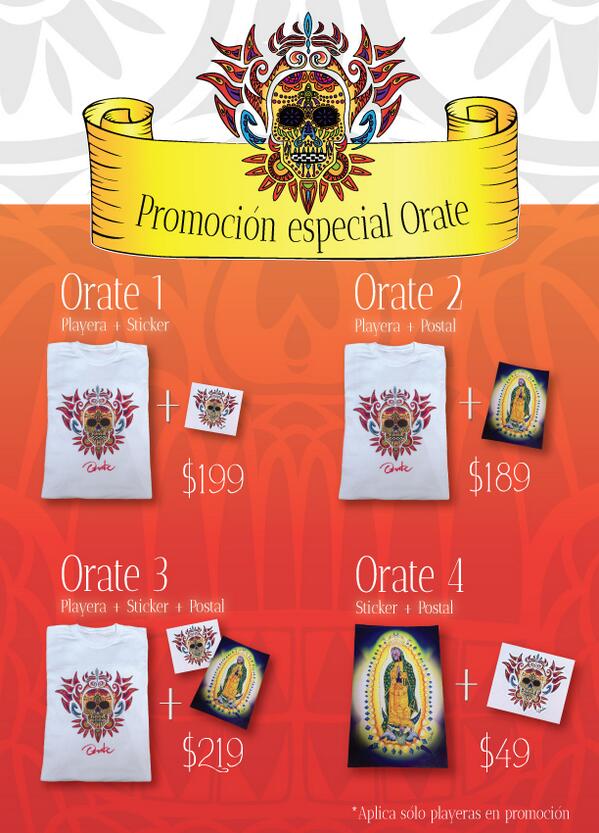 OrateVisual's tweet image. Nueva promoción! Busca a Orate en Fb y no dejes pasar la oportunidad! #playeras #calaveras #postales #sticker #Mexico