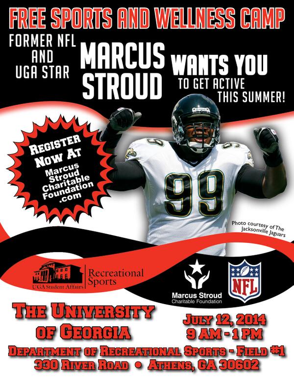 .@UGAGrady want to volunteer at @marcusstroud99's camp 7/12 at #UGA? Sign-up HERE! ow.ly/yI4Su