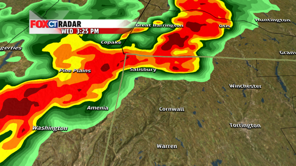 From <a href="/themattcast/">Matt Scott</a>: SEVERE TSTORM WARN for LITCHFIELD County until 3:45. Storms skirting around CT. More on <a href="/foxct/">Adriej Vajna</a> @ 4