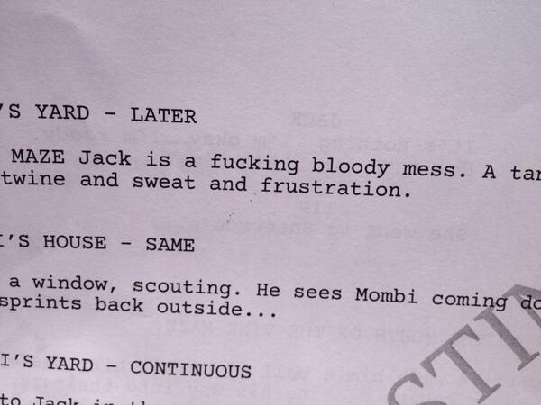 Chrisofwebb's tweet photo. I love when writers get straight to the point. #actorlife #hollywood http://t.co/gvIZDlz78g