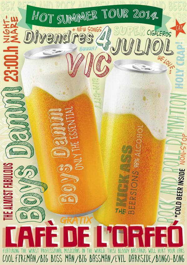 Recordeu, divendres a les 23h serem al Cafè de l'Orfeó de #Vic amb les millors beersions. #gratis @ConcertsCat1