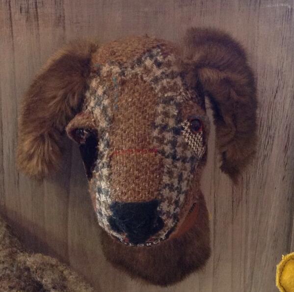 Textiledermy's tweet photo. Puppy dog ready for next weekend's @madelocallyuk fair, York. Looking forward to it. #textiledermy #handmadehour http://t.co/LgwWWE50HE
