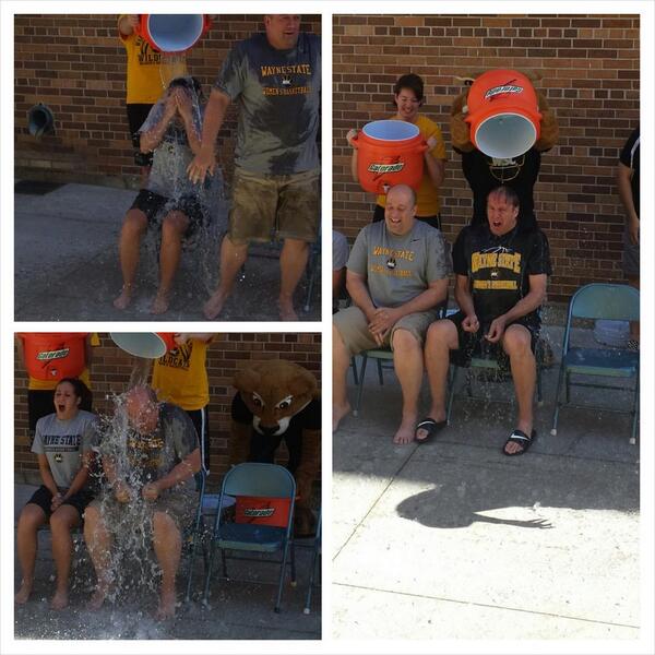 Hilarious close up of our Women's Basketball staff getting dumped! Video soon to come! #Chillin4Charity