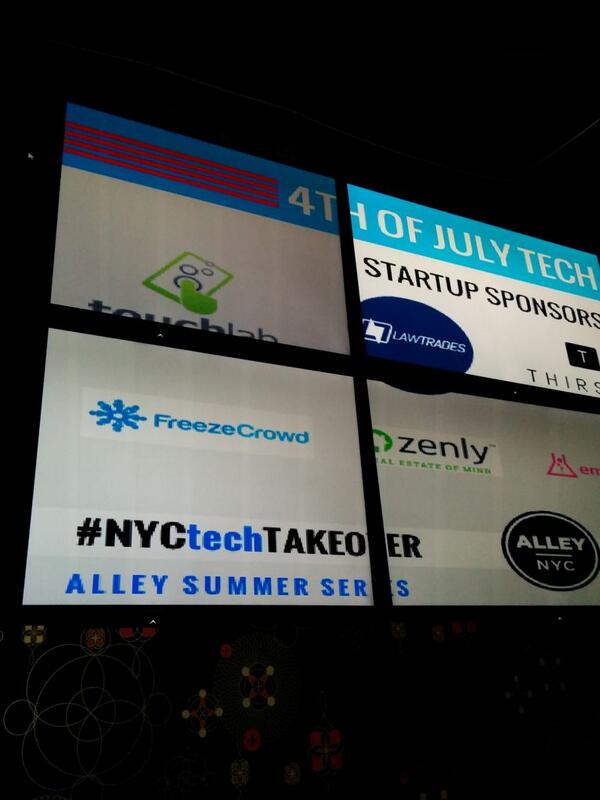 ericleebow's tweet photo. Are you enjoying the summer parties? Check out the sponsor board #NYCTechTakeover @AlleyNYC @FreezeCrowd http://t.co/K5iQebIUSO