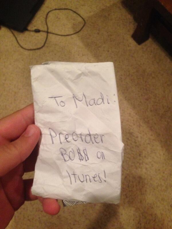 madigoody's tweet image. OMG THIS WAS ON MY FRONT STEPS I LOVE MY FRIENDS SO MUCH #PreOrderBOSSOnITunes