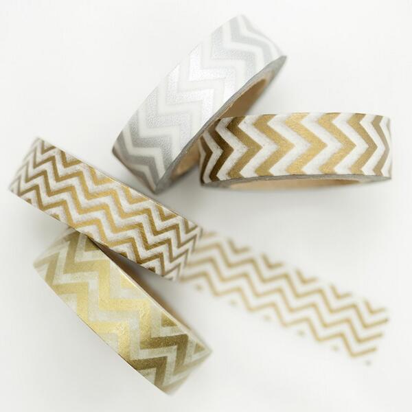 All that glitters... wishywashi.com #gold #silver #washi #washitape #chevron