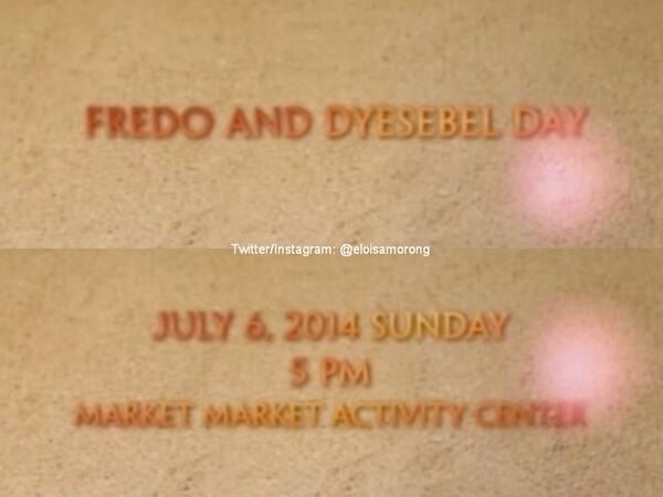 eloisamorong's tweet photo. FREDO AND DYESEBEL DAY on July 6, 2014 (Sunday) 5PM @ Market Market Activity Center! @annecurtissmith #FreBel 😍
CTTO http://t.co/pawlTSHLce
