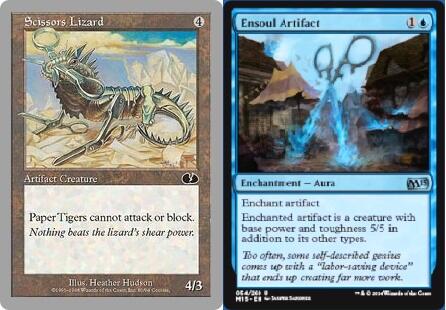 Nice try, Ensoul Artifact. We all know what the best animated scissor  themed card is. #mtg #magic2015