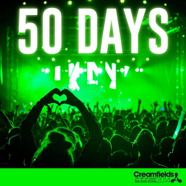 Creamfields's tweet photo. RT if you’re coming to #Creamfields2014! ONLY 50 DAYS TO GO!  http://t.co/F3BEwLK1UP http://t.co/RKSxted659