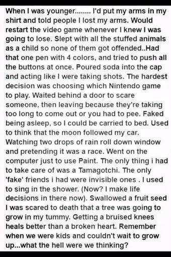 wordstionary's tweet photo. Remember when we wished to grow up? What the hell were we thinking? http://t.co/esuNKJ6KPV