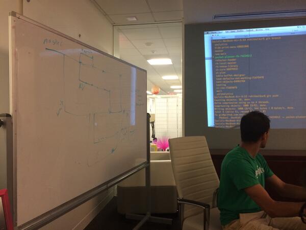 ITSoFRISCHial's tweet image. .@Rovolutionary pushes @github to our brain branch in plain English @socialtables orientation #sttech