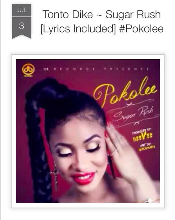 Tonto Dike ~ Sugar Rush versatilescoop.blogspot.co.uk/2014/07/tonto-… Can't stop listening, it's really catchy! <a href="/TONTOLET/">EVANGELIST TONTO DIKEH</a> #pokolee #poko