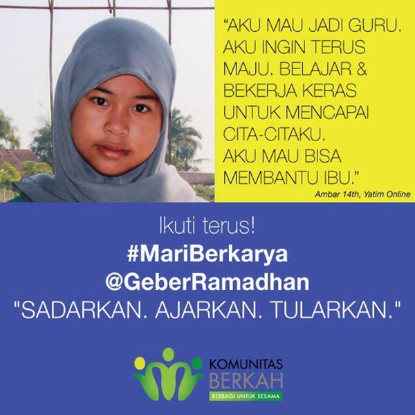 Siap2 utk yg ingin bantu sesama, proyek sosial #MariBerkarya brg <a href="/GeberRamadhan/">#MariBerkarya</a> "Sadarkan, Ajarkan, Tularkan"