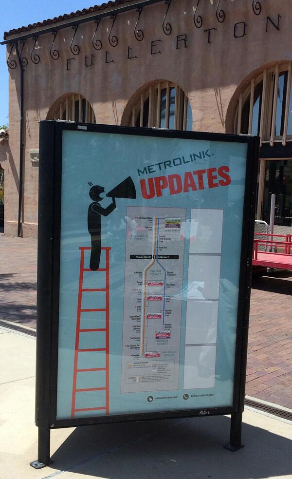Taking the <a href="/Metrolink/">Metrolink</a> this summer?  You'll see lots of our work, from pocket train schedules to kiosk graphics.