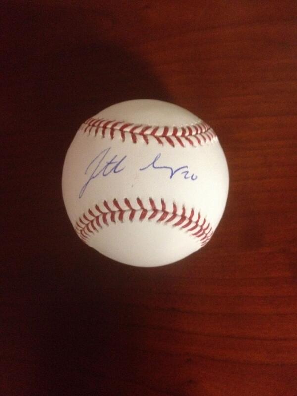 Brewers's tweet photo. #VOTEBREWERS at http://t.co/kowdpgX91N, then RETWEET to win this ball signed by @JLucroy20! #LockInLuc #whiff http://t.co/IzCAXAteGf