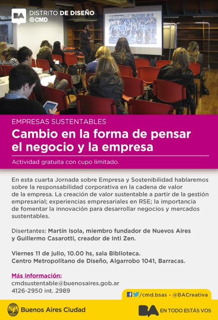 cmd_imdi's tweet photo. Jornadas sobre Empresa y Sostenibilidad. Se presentarán los casos de Nuevos Aires e Inti Zen. 11/07 10.00 hs - CMD http://t.co/n3F4FBRxRY