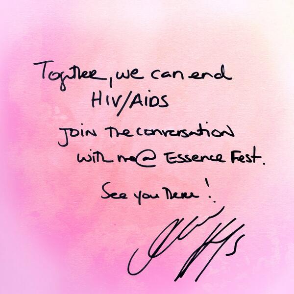 Essence's tweet photo. A special note from @aliciakeys, who is set to lead an AIDS panel at the 2014 #ESSENCEFest tomorrow at 1:30pm CT. http://t.co/ja4U6QlNJn