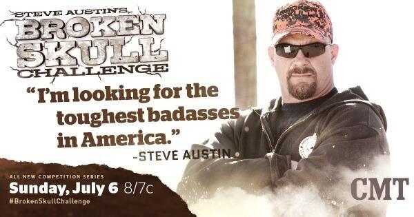 steveaustinBSR's tweet photo. This Sunday. July 6 8pm eastern #brokenskullchallenge @CMT http://t.co/04JyMvQRGp