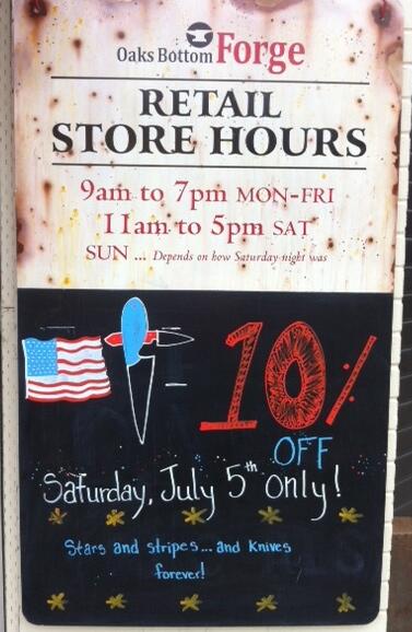 We're closed tomorrow for 4th of July, but we will be open Saturday for a 10% off sale! #handforged #sellwood