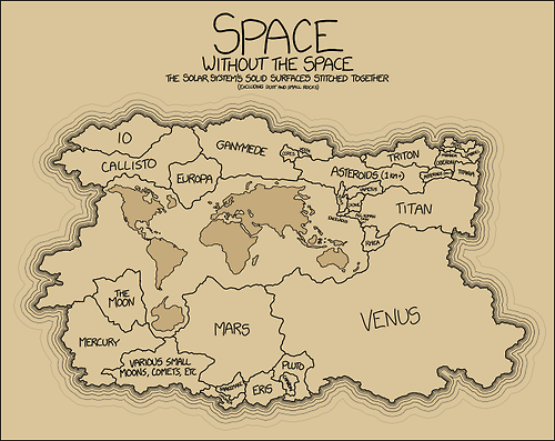 mappery's tweet photo. Amazing map of the solid surfaces in the solar system http://t.co/t8JpwNhtcV http://t.co/zeqfLO8eFv