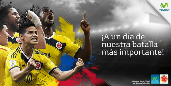 MovistarCo's tweet photo. RT si tu corazón late fuerte por #NuestraSelección ¡Vamos a gritar juntos COLOMBIAAA! http://t.co/5e8LHvMfyj