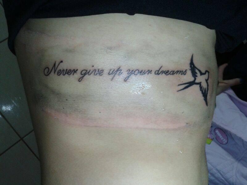 Never give up on your dreams - nunca desista dos seus sonhos