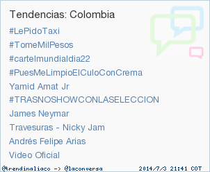 trendinaliaCO's tweet photo. #TRASNOSHOWCONLASELECCION acaba de convertirse en TT ocupando la 6ª posición en Colombia #trndnl http://t.co/if1bJOKfGX