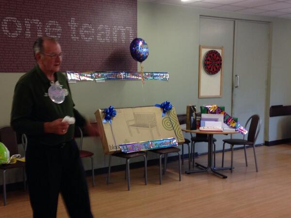 TAberdare's tweet photo. Keith receiving his retirement gifts. #speechless @clarefernquest1 @checkout40 http://t.co/cOBLYMBiER