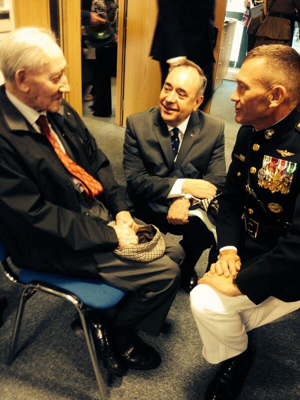 AlexSalmond's tweet photo. Proud to have my dad - who served with Royal Navy in WW2 - with me at HMS Queen Elizabeth launch in Rosyth today http://t.co/2wvufywoVb