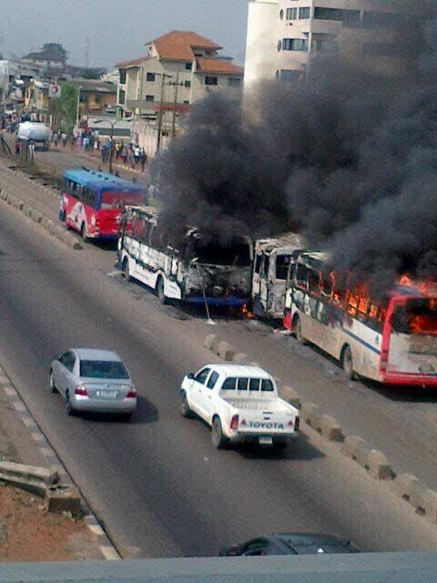 brt buses burning on ikorodu rd