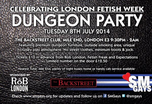 smgays's tweet photo. Your alternative #FWL2014 event  on Tuesday 

SMG DUNGEON PARTY
Backstreet Club, Mile End London E3. See ad for more http://t.co/Qw74rPNrFb