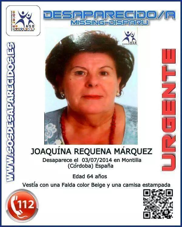 guardiacivil's tweet photo. #Colabora y #RT Buscamos a Joaquina, #desaparecida ayer en #Montilla #Córdoba . Si la ves llama #062 ó #112 #Gracias http://t.co/LV9JOMVu0p