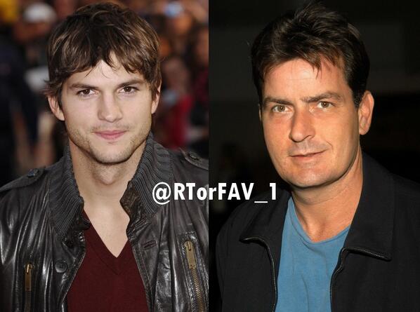 REQUESTED
RT for Ashton Kutcher 
FAV for Charlie Sheen