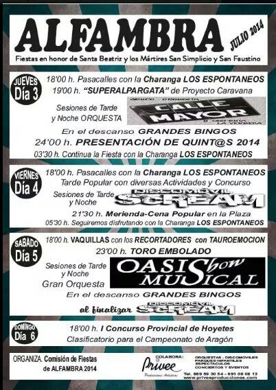 PRIVEEPA's tweet photo. Os esperamos a tod@s por Alfambra a disfrutar de todos los espectaculos y actividades#ComisionAlfambra2014 @PRIVEEPA http://t.co/GJY8TojM39