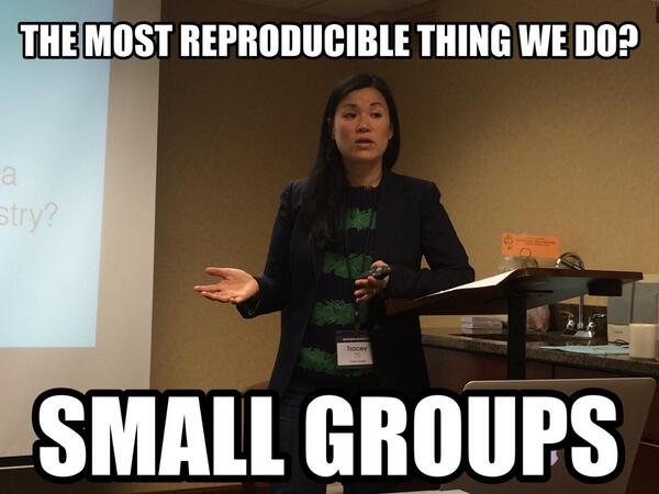 stevemarks's tweet image. Where do we focus for reproduction in our ministries? Small groups #PlantToBuild @futuretra #NISET14