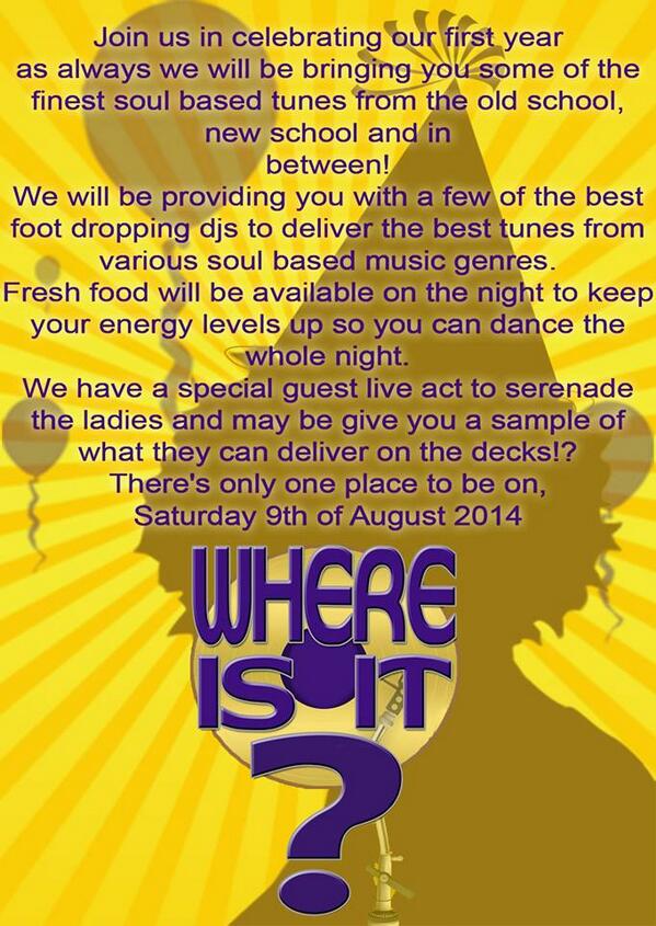 SoulInnit's tweet image. Soul Innit 1st Anniversary 9th August 2014. More information coming soon.