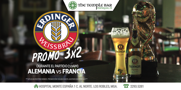 Celebrando el gooool de #GER con la familia <a href="/ErdingerWB/">Erdinger WB</a> en promo 3x2 todo el partido!!! Te esperamos...