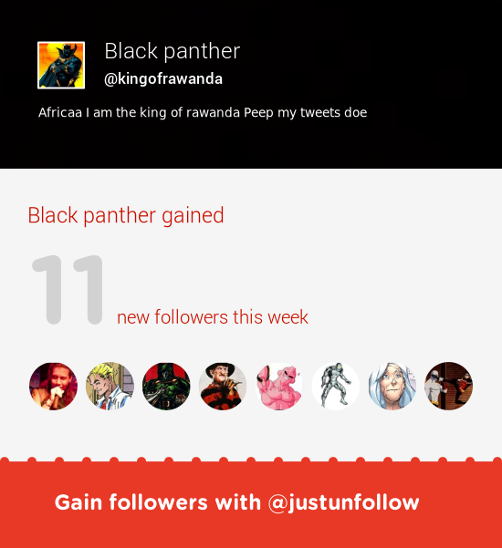 kingofrawanda's tweet photo. Fab tweeps @JeffSuter @Reilly_Spidey @I_am_Doom &amp; more followed me. Grow with http://t.co/4fmkAzArqe http://t.co/eZwJD6VWDT