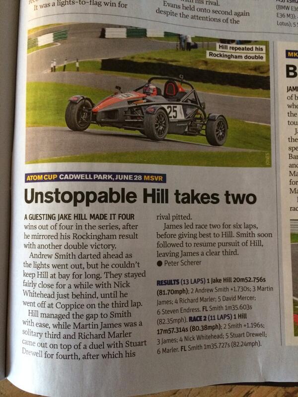 JakeHillDriver's tweet photo. Thank you very much for my piece in @autosportnews @AtomCup #4outof4 http://t.co/TNi7UwWtV2