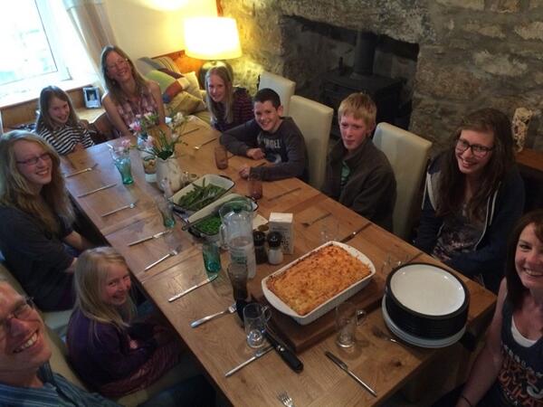 Krupton's tweet photo. Got all 8 of the Morris family round for the weekend! Glad the table is big enough! http://t.co/XuFb6IpLBX