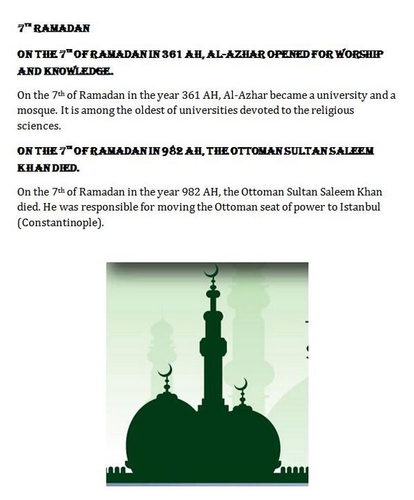 IFANCA's tweet photo. Day 7: On this day in history in Ramadan http://t.co/1nBvzlGGTJ