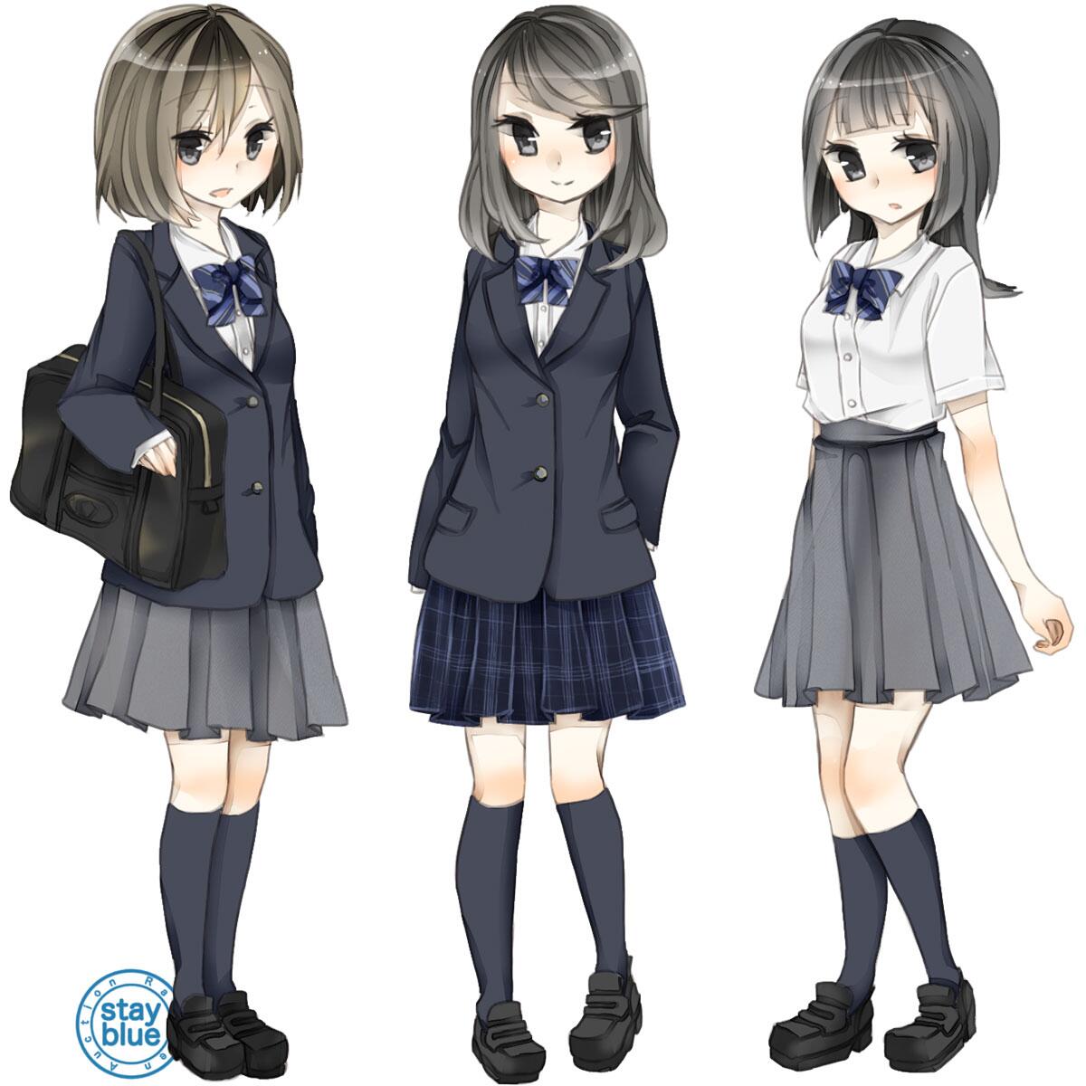stayblue@学校制服図鑑 on Twitter: "不二女子高校の制服イラスト！ 千葉県市川市の学校です。シンプルなブレザースタイル