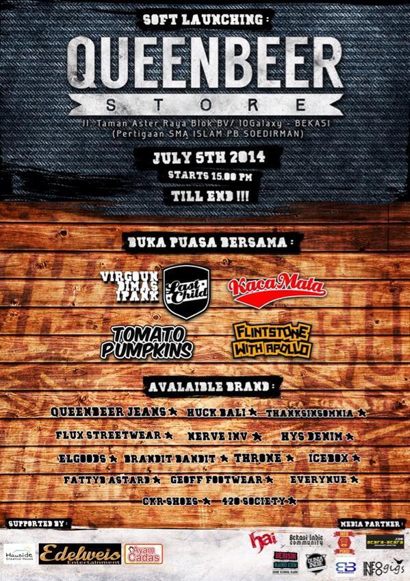 DuniaIndie's tweet photo. Kepo siapa aja yg nanti perform di SOFT LAUNCH @QueenBeerStore ? nih cek flyer nya aja disini nih! #DuniaIndie http://t.co/01K0z44Xs5